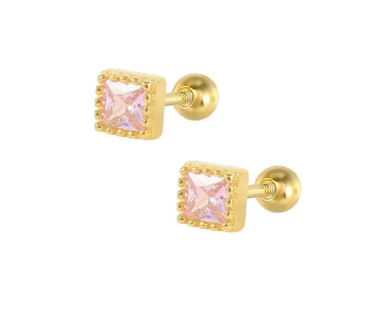 Square Pink Stud