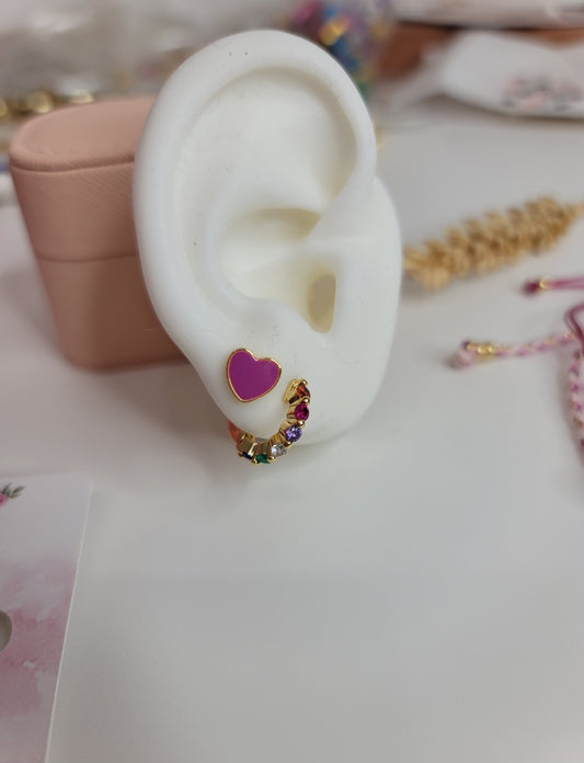 Pink heart mini stud - Glam Vibes